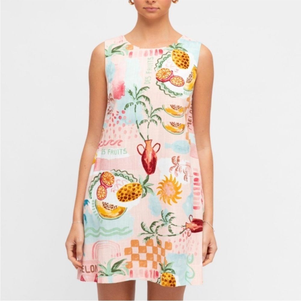 Anthropologie Paper Heart Summer Haze Linen Mini Dress Size Medium - Picture 1 of 7